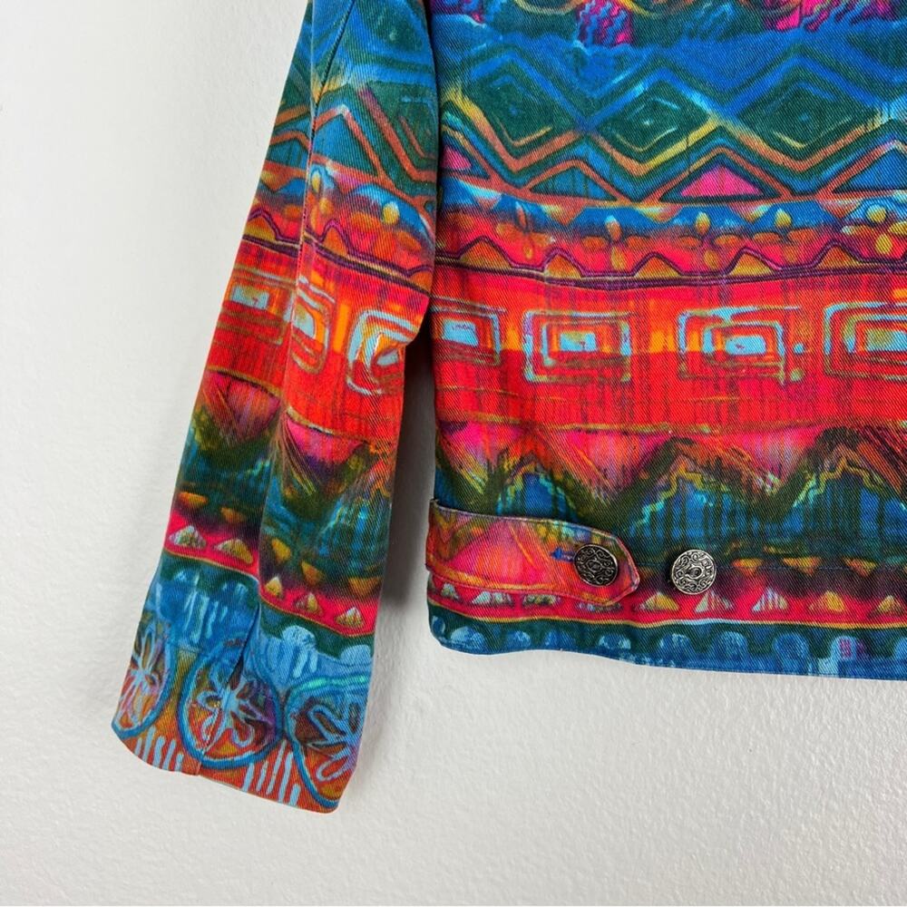 Vintage Chico’s Design | Colorful Aztec Printed Jacket Artsy Casual Festival S - Picture 7 of 8